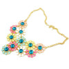 N-3945  European Gold Plated  Link Chain Alloy Crystal Round Flower Shourouk Choker Necklace