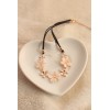 N-3950 Korea style double leather chain rhinestone cat's eye five petal flowers choker necklace
