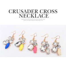 E-3177 European Style Gold Plated Alloy Candy Fluorescent  color  Gem Stone Crysatl Drop  Dangle Earrings