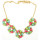 N-3961  Fashion 4 colors gold filled link chain resin gem stone rhinestone flower chunky necklaces pendants