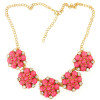 N-3961  Fashion 4 colors gold filled link chain resin gem stone rhinestone flower chunky necklaces pendants