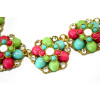 N-3961  Fashion 4 colors gold filled link chain resin gem stone rhinestone flower chunky necklaces pendants