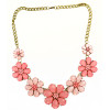 N-3848 Vintage style exaggerated bronze chain rose sea blue beads crystal flower choker necklace