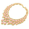N-3960  Fashion 2 Colors Gold Plated Alloy Candy Resin Gem Rhinestone Drop Choker Bib Necklace