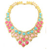 N-3960  Fashion 2 Colors Gold Plated Alloy Candy Resin Gem Rhinestone Drop Choker Bib Necklace