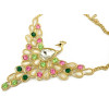 N-3959  Fashion 2 Colors Gold Plated Alloy Drop Cat's Eye Crystal Rhinestone Peacock Earring Necklace Set