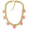 N-3952 Fashion gold filled link chain pink Beetle ladybug resin gem stone rhinestone  choker  necklace animal cute  jewelry