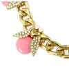 N-3952 Fashion gold filled link chain pink Beetle ladybug resin gem stone rhinestone  choker  necklace animal cute  jewelry