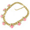 N-3952 Fashion gold filled link chain pink Beetle ladybug resin gem stone rhinestone  choker  necklace animal cute  jewelry