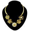 N-3926 Vintage Style Zamac Jewelry Rhinestone Crystal Flower Charming Necklace
