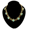 N-3953 Fashion gold filled link chain green  Beetle ladybug resin gem stone rhinestone  choker  necklace animal cute  jewelry