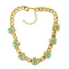 N-3953 Fashion gold filled link chain green  Beetle ladybug resin gem stone rhinestone  choker  necklace animal cute  jewelry
