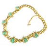 N-3953 Fashion gold filled link chain green  Beetle ladybug resin gem stone rhinestone  choker  necklace animal cute  jewelry