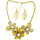 N-3956  Eur Style Vintage Golden Silver Big Hollow Out Crystal Leaf Flower Antique Necklace Earring Sets