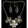 N-3956 Eur Style Vintage Golden Silver Big Hollow Out Crystal Leaf Flower Antique Necklace Earring Sets