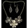 N-3956  Eur Style Vintage Golden Silver Big Hollow Out Crystal Leaf Flower Antique Necklace Earring Sets