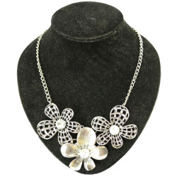 N-3956  Eur Style Vintage Golden Silver Big Hollow Out Crystal Leaf Flower Antique Necklace Earring Sets