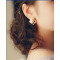 E-3163 Korea style gold palted alloy rhinestone multi-level square pearl cute stud earrings