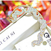 E-3174 Korea Style Silver Gold Plated Alloy Full Rhinestone Mustache Stud Ear Clip Earrings