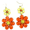 E-3173  New arrival bronze alloy blue/orange gem resin big flower vintage earrings for women summer accessories