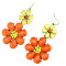 E-3173  New arrival bronze alloy blue/orange gem resin big flower vintage earrings for women summer accessories