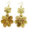 E-3173  New arrival bronze alloy blue/orange gem resin big flower vintage earrings for women summer accessories