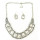 N-3954  European Style Silver Alloy Big Clear Square Crystal Choker Necklace Earring Set
