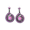 E-3172 European Style Black Alloy Clear Rhinestone Resin Gem Flower Dangle Earrings