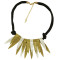 N-3973 European Style Multilayer Rope Chain Mix Color Metal Leaves Shape Tassels Choker Necklace All-Match
