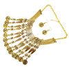 N-3911 New Vintage Style Carving Flower Alloy Rhinestone Bell Evil Coin Tassels Choker Necklace Earrings Set