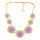 N-3977  Korea Style Gold Plated Alloy Hollow Out Rhinestone Acrylic Drop Gem Flower Statement Necklace
