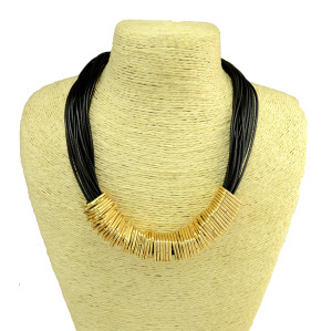 N-3976 European Style Multilayer Rope Chain Gold Plated semicircle Square Geometry Pendant Necklace