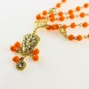 F-0170  European Style Gold Plated Chain Red White Orange Beads Rhinestone Carving Drop Head Band Hair accessories