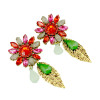 E-3184 Vinatge Style Antique Bronze Alloy Colorful Crystal Rhinestone Leaf  Shourouk Dangle Long Earrings Brinco
