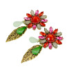 E-3184 Vinatge Style Antique Bronze Alloy Colorful Crystal Rhinestone Leaf  Shourouk Dangle Long Earrings Brinco