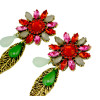 E-3184 Vinatge Style Antique Bronze Alloy Colorful Crystal Rhinestone Leaf  Shourouk Dangle Long Earrings Brinco