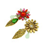 E-3184 Vinatge Style Antique Bronze Alloy Colorful Crystal Rhinestone Leaf  Shourouk Dangle Long Earrings Brinco