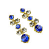 E-3196 Korea Style Vintage Gold Plated Royalblue Crystal Cute dangle Earrings