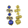 E-3196 Korea Style Vintage Gold Plated Royalblue Crystal Cute dangle Earrings