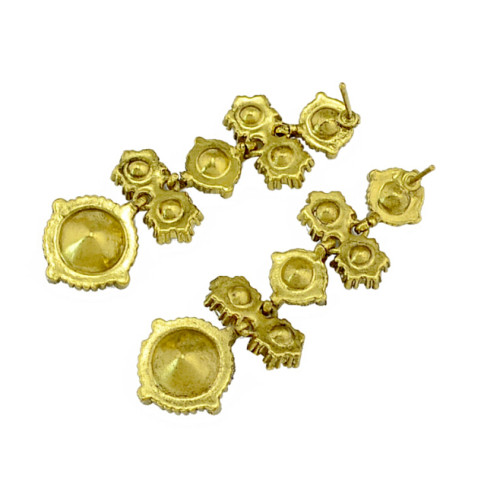 E-3196 Korea Style Vintage Gold Plated Royalblue Crystal Cute dangle Earrings