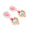 E-3197 New Arrivals  Gold  Plated Colorful Neon Pink Blue  Crystal  Rivets Dangle Long Earrings Brinco