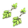E-3203 Korea Style Gun Black Alloy Pink/Turquoise Rhinestone Crystal Leaves brincos compridos