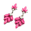 E-3203 Korea Style Gun Black Alloy Pink/Turquoise Rhinestone Crystal Leaves brincos compridos
