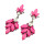 E-3203 Korea Style Gun Black Alloy Pink/Turquoise Rhinestone Crystal Leaves brincos compridos
