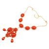 S-0098 European Style Exaggerated Red Beads Gem Stone Long Pendant Statement Necklace Earring Wedding Jewelry Set