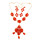 S-0098 European Style Exaggerated Red Beads Gem Stone Long Pendant Statement Necklace Earring Wedding Jewelry Set