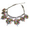 N-3981 European Style Gun Black Alloy Colorful Crystal Resin Gem Leaf Shourouk Choker Necklace