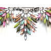 N-3981 European Style Gun Black Alloy Colorful Crystal Resin Gem Leaf Shourouk Choker Necklace
