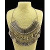 N-3984 2014 Bohemia Vintage Style Golden Silver Zamac Jewelry Handcraft Carving Metal Coin Fringe Statement Necklace