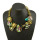 N-3982 European Vintage Style Golden Colorful Rhinestone Resin Gem Flower Choker Statement Necklace